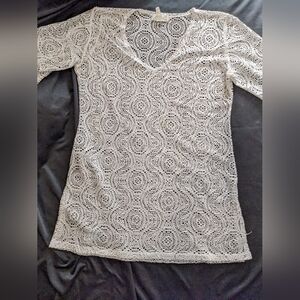 EUC white Crochert swimsuits coverup tunic size XL
